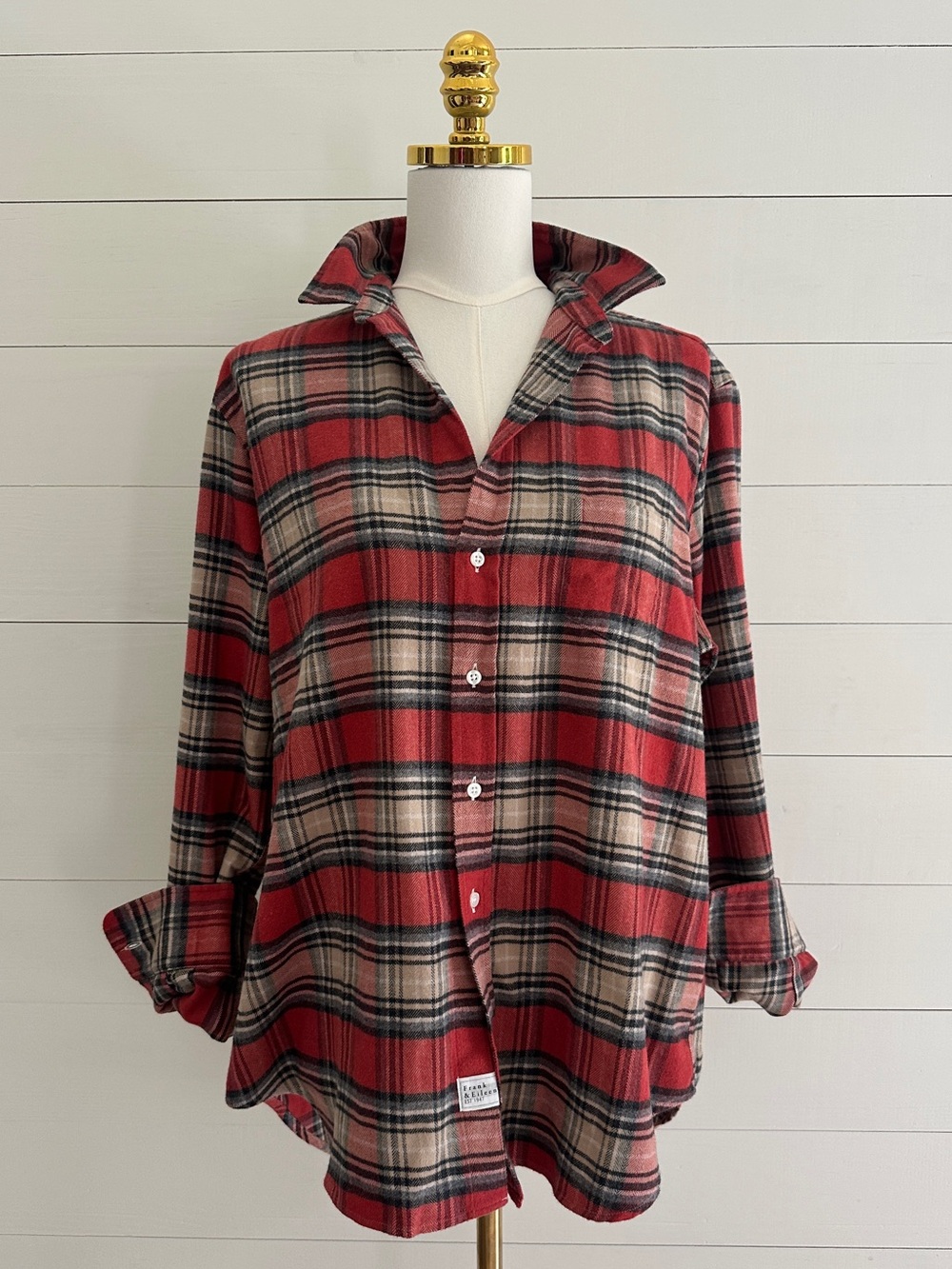 Frank & Eileen Italian Flannel Washed Red Plaid Button-Down Shirt